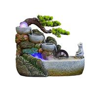 Fontaine à Eau de Table Cascade Zen avec Pompe Automatique, Arbres artificiels, lumière LED, for la décoration de la Maison, du Bureau ou de la Chambre à Coucher, Plusieurs Tailles(L)