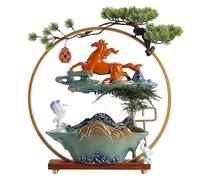 Fontaine à eau de table - Décoration d'intérieur créative en céramique pour salon et bureau, flux d'eau circulant, design attirant la fortune