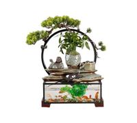 Fontaine à Eau de Table en céramique représentant Un Bouddha avec éclairage LED, Aquarium, encens à refoulement et Fausses Plantes, Cascade d'intérieur for la méditation