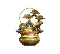 Fontaine à Eau de Table Feng Shui en Forme d'arbre à Argent, Fontaine à Eau en Forme de Corne d'abondance avec lumière LED et Brume, décoration Zen, Cascade d'intérieur for la Richesse(Gold,S)