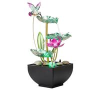 Fontaine à Eau de Table, Motif Feuille à 3 Niveaux avec lumières - Cascade de Bureau d'intérieur pour la Maison, Le Bureau, la Chambre (Style2)