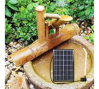 Fontaine à eau d'extérieur à énergie solaire, fontaine à bascule japonaise en bambou avec pompe, panneau solaire, filtre à eau et tube de 2 m pour jardin, pelouse, décoration de cour - Taille 35,6 cm