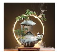 Fontaine à eau d'intérieur avec LED et porte-encens en céramique Bouddha cascade et brume pour décoration Feng Shui