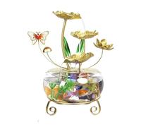 Fontaine à eau élégante de table en céramique lotus avec boule de cristal LED pour décoration de méditation zen d'intérieur (A)