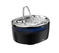 Fontaine à eau, en acier inoxydable, pour chat, avec lumière LED, 3,2 l, ultra silencieuse, alimentation USB, charbon actif, filtration multi-niveaux (noir foncé)