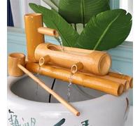 Fontaine à eau en bambou avec pompe, élément décoratif extérieur à jet basculant, 100 % fait main, décoration de jardin, fontaine d'intérieur, aménagement aquatique pour bassin, aquarium ou cour. Ré