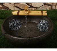 Fontaine à Eau en Bambou de Taille Moyenne de 30,5 cm à Trois Bras sans Pompe, Fontaine de décoration de Jardin Zen d'intérieur ou d'extérieur, en Bambou Naturel, résistant aux Fissures, à Combiner