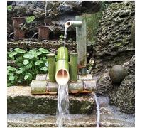 Fontaine à eau en bambou faite à la main - Décoration zen autonome pour jardins japonais, étangs, bains d'oiseaux, terrasses et balcons - Fonction Feng Shui parfaite pour les espaces extérieurs