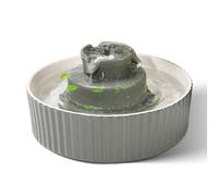Fontaine à Eau en céramique pour Chat - 2,1 l - Fontaine à Eau Automatique en céramique pour Chat - Distributeur d'eau en Porcelaine avec Pompe Ultra silencieuse pour Chats et Chiens (Gris)