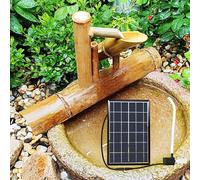Fontaine à Eau extérieure à énergie Solaire, Fontaine Solaire à Bascule Japonaise en Bambou avec Pompe, Panneau Solaire 6 W, Filtre à Eau et Tube d'eau de 2 m, pour pelouse, Jardin, arrière-Cour,16''