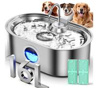 Fontaine à eau extra large pour chien de 16 L en acier inoxydable avec zone de boisson plus profonde et plus large, fenêtre à eau, fontaine anti-déversement pour plusieurs animaux de compagnie