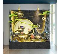 Fontaine à eau Feng Shui moderne en ciment étanche et résistante aux UV Décoration intérieure et extérieure Montage facile Comprend une lumière LED pour une ambiance tranquille 1,6 m