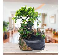 Fontaine à Eau Interieur Cascade de Bureau Objet Porte-Bonheur Feng Shui Plante Verte Fontaine de Table Idéal Méditation et Détent