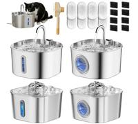 Fontaine à Eau pour Chat, 2.2L Fontaine INOX, Ultra-silencieuse (<30 DB), Distributeur Eau Chat avec fenêtre de Niveau d'eau, Facile à Nettoyer (B)