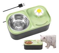 Fontaine à eau pour chat, 3 l, double gamelle (vert) | Distributeur d'eau automatique, pompe silencieuse, système de filtration à 4 compartiments, gamelle en acier inoxydable pour