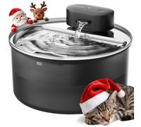 Fontaine à eau pour chat avec plateau en acier inoxydable : 3,2 L oneisall sans fil pour animaux domestiques, distributeur d'eau automatique à piles, silencieux, SilentFlow, détecteur de mouvement