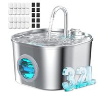Fontaine à Eau pour Chat en Acier Inoxydable : 3,2 l Fontaine à Eau pour Animaux de Compagnie Fontaine d'arrosage Automatique d'intérieur pour Petits Chiens Bol d'eau en métal Fournitures d'arrosage