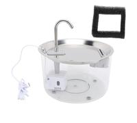 Fontaine à Eau pour Chat en Acier Inoxydable 3 L, Distributeur Automatique d'eau pour Animaux de Compagnie, Bol Silencieux avec Robinet et Filtre pour Chatons, Chats et Chiens (Transparent)