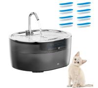 Fontaine À Eau Pour Chat En Acier Inoxydable, Distributeur Automatique D'eau Pour Animaux De Compagnie De 3,2 L, Ultra Silencieuse, Réservoir Transparent En PC Avec Fenêtre De Niveau D'eau,Gris