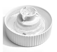 Fontaine à eau pour chat en céramique, 2,1 l, silencieuse, pompe à eau avec filtre à charbon actif en coton, pour plusieurs animaux domestiques, blanche