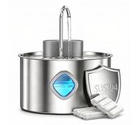 Fontaine à eau pour chat sans fil 3,2 l avec détecteur de mouvement et 2 filtres de rechange en acier inoxydable, silencieuse, indicateur de niveau d'eau, 1 brosse de nettoyage, pour petit chien