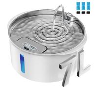 Fontaine à eau pour chiens de grande taille, 7 l, en acier inoxydable, distributeur d'eau pour chien avec fenêtre de visualisation et LED, super silencieuse, filtres de rechange, facile à nettoyer