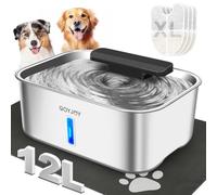 Fontaine à eau pour chiens de grande taille, fontaine à eau en acier inoxydable pour chien, grande fontaine à eau pour animaux de compagnie avec zone de boisson plus profonde, design de filtration
