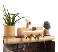 Fontaine à eau pour jardin, bain d'oiseaux, jardin zen, réservoir d'eau en bambou, décoration de circulation intérieure pour salon, fontaine en rangée de bambou, décoration de paysage aquatique, 50 cm