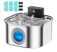 Fontaine à Eau sans Fil pour Chat : Distributeur d'eau avec capteur de Mouvement - Distributeur Rechargeable 4200 mAh - Distributeur d'eau sans Fil 3,2 L - avec 3 filtres + 3 éponges