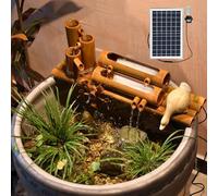 Fontaine à eau solaire en bambou avec pompe, décoration de jardin zen respectueuse de l'environnement pour espaces intérieurs et extérieurs, améliore l'atmosphère Feng Shui