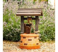 Fontaine solaire Puits - SMART SOLAR - Cascade - Marron - Bois et résine à effet pierre - Alimentation solaire