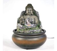 Fontaine à Eau Zen avec Boule roulante LED, Cascade de Table Feng Shui, Fontaine de Relaxation intérieure pour la décoration de la Maison du Bureau-Statue de Bouddha 8,3 Pouces