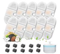 Fontaine à Fleur Filtres pour Chat, 10 pièces Filtres de Rechange pour Fontaine à Chat et 10 Filtres éponge avec Résine et Charbon Actif pour Fontaine à Eau pour Chat 2,1 L PLWF002