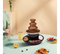 Fontaine à fondue au chocolat, fontaine de fête à trois niveaux avec assiette de fruits, équipée de 5 fourchettes, utilisée pour les anniversaires, les mariages et les célébrations, noire. Description