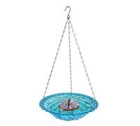 Fontaine à oiseaux à énergie solaire à suspendre pour décoration de jardin, fonction attirante pour oiseaux à suspendre avec un écoulement d'eau doux