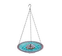 Fontaine à oiseaux à énergie solaire à suspendre pour décoration de jardin, fonction d'attraction de la faune, bain d'oiseaux et mangeoire en ABS