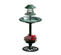 Fontaine abreuvoir à oiseaux sur pied avec lampe solaire et mangeoire