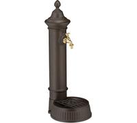 Relaxdays Fonte extérieure de Jardin, Design Antique, avec Robinet et bac, H x L x P : env. 72 x 26 x 31 cm, Marron