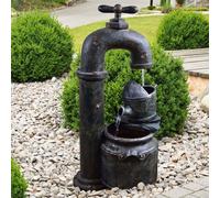 Fontaine à ressort extérieure cascade cuivre aspect antique terrasse pompe cruche