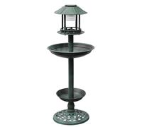 Fontaine Bain d’Oiseaux Vert avec Lampe Solaire Mangeoire à Oiseaux vidaXL