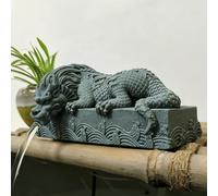 Fontaine Bête Gardienne Eau Bleu Étang Statuette Pompe Décor Jardin