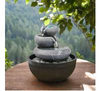 Fontaine Cascade 3 Niveaux Effet Pierre Naturelle Lumière LED - Déco Zen Élégante - Fontaine de Table H 21cm - Geelong Zen'Light