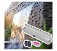 Fontaine Cascade avec déversoir, kit de Cascade rectangulaire en Acier Inoxydable pour terrasse/Jardin/étang, Bec verseur Mural pour Piscine avec raccord de Tuyau (Argent, L 60 cm x l 9 cm x