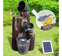 Fontaine Cascade de Jardin Solaire Autonome avec Batterie Li-ION et Lumière LED Pretty Bird 76 cm