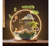 Fontaine cascade de table avec brume apaisante, fontaine zen d'intérieur pour bureau, relaxation et décoration d'intérieur, décoration Feng Shui en céramique