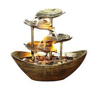 Fontaine Cascade de Table en Forme de Feuille de Lotus - Décoration d'intérieur Porte-Bonheur, Fontaine de Bureau avec écoulement Naturel