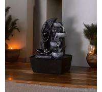 Fontaine Cascade Décor Roche En Résine Et Statuette Yoga Noire H25cm Noir