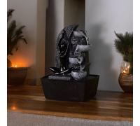 Fontaine Cascade Décor Roche En Résine Et Statuette Yoga Noire H25cm Noir
