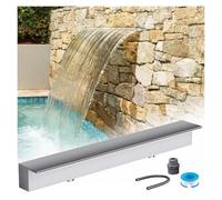 Fontaine-cascade en acier inoxydable, Bec de cascade piscine rectangulaire en acier inoxydable 304, argent, noir, 12 à 80 pouces(Silver,68in/172.8cm Water Outlet)