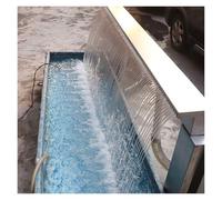 Fontaine Cascade Murale en Acier Inoxydable 304 pour Piscine enterrée, avec bac de récupération des eaux pluviales, idéale pour la décoration de Jardin et d'étang. Diamètre : 35 cm (13,8 po)